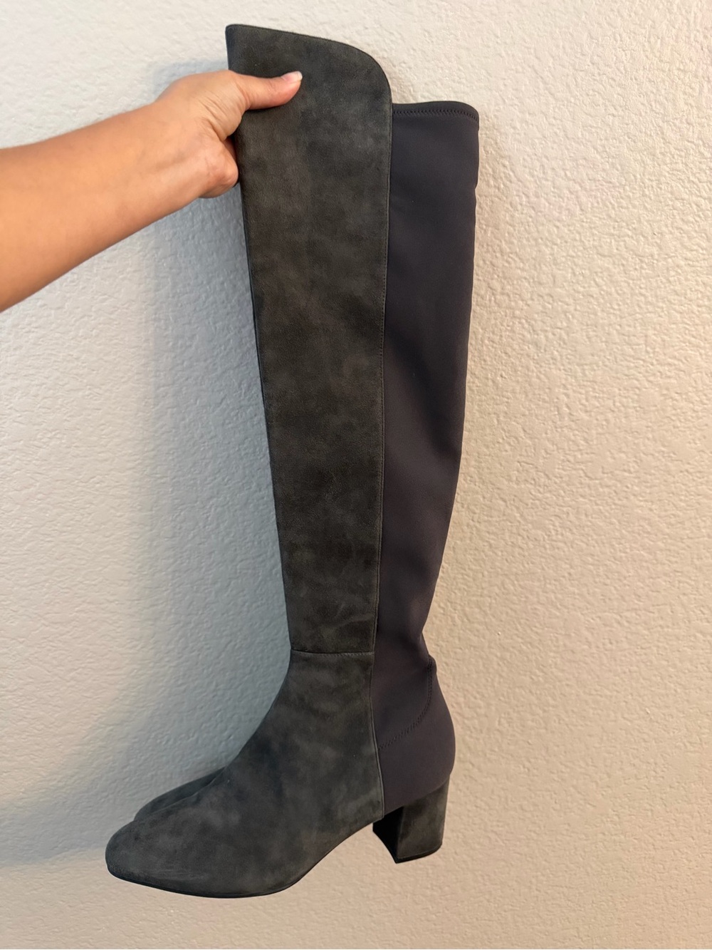Stuart Weitzman Women's Over-the-Knee Gray Block Heel Boots size 8.5